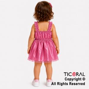 DISFRAZ PRINCESA CORTO CON BRETEL FRUNCIDO ROSA TALLE 0